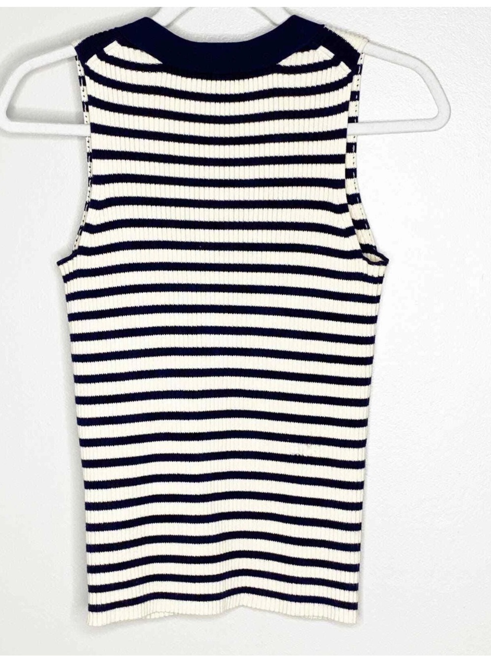 J. Crew Ribbed Lace-Up Sweater Tank in Navy and Ecru Stripes - Picture 5 of 11